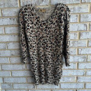 Katsumi Leopard Print Long Sleeve Pullover Sweater Women's Size S/M.